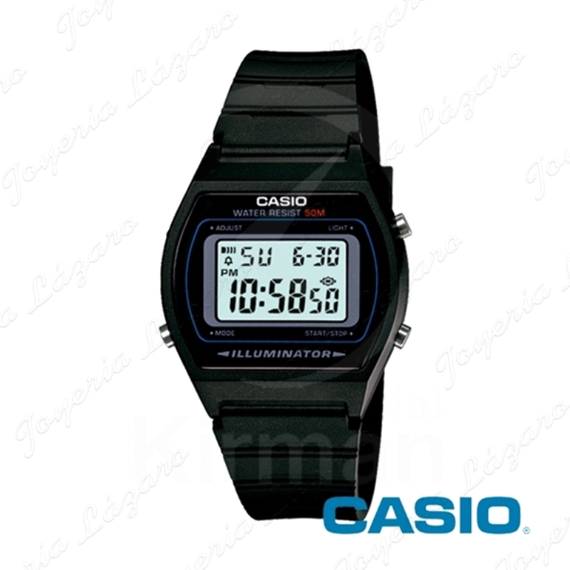 CASIO RELOJ DIGITAL ILUMINATOR CAUCHO NEGRO W-202-1A