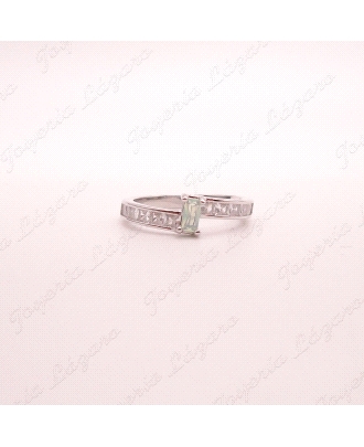 SORTIJA PLATA CINTO CINCONITAS BAGUET +CENTRO PIEDRA VERDE AGUA