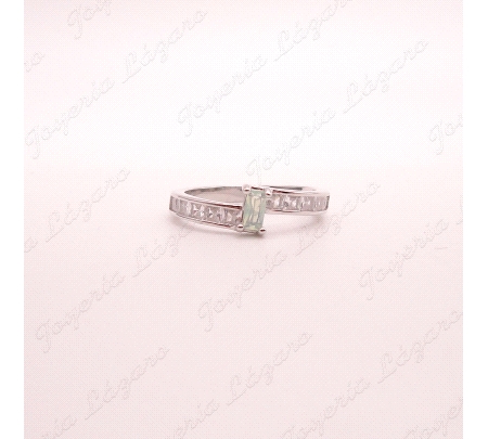 SORTIJA PLATA CINTO CINCONITAS BAGUET +CENTRO PIEDRA VERDE AGUA