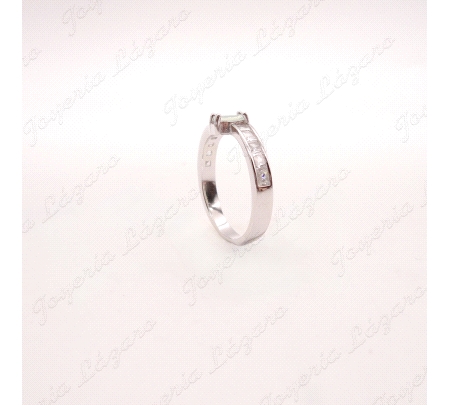 SORTIJA PLATA CINTO CINCONITAS BAGUET +CENTRO PIEDRA VERDE AGUA