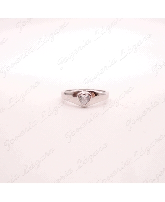 SORTIJA PLATA SOLITARIO CIRCONITA CORAZON