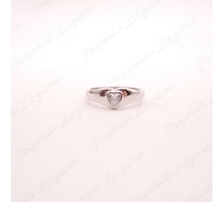 SORTIJA PLATA SOLITARIO CIRCONITA CORAZON