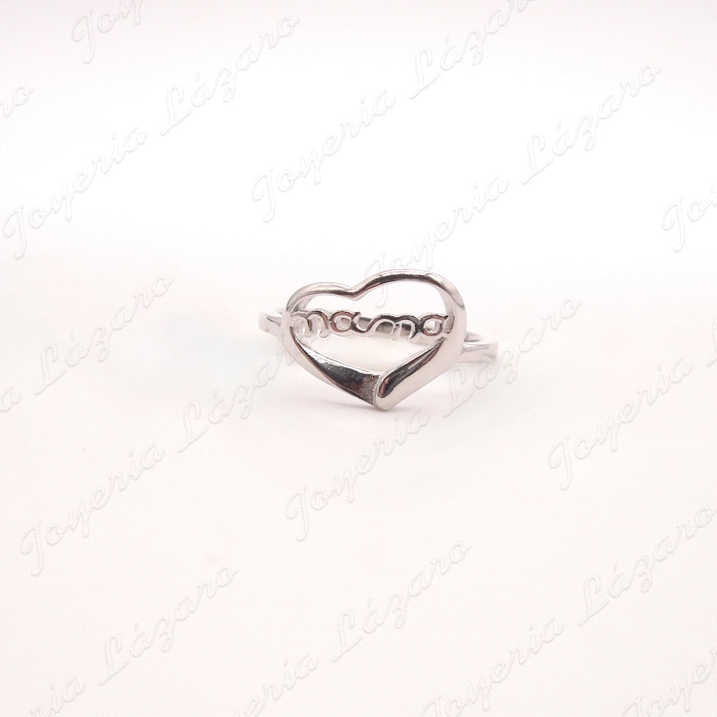 SORTIJA PLATA CORAZON CALADO LETRAS MAMA                                                            
