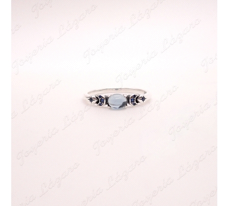 SORTIJA PLATA LUNAS PIEDRA COLOR LUNA