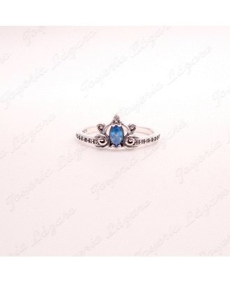 SORTIJA PLATA CORONA PIEDRA AZUL+CICONITAS