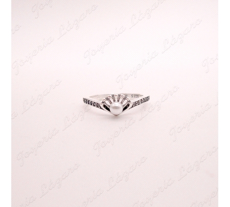 SORTIJA PLATA PERLA +CIRCONITAS