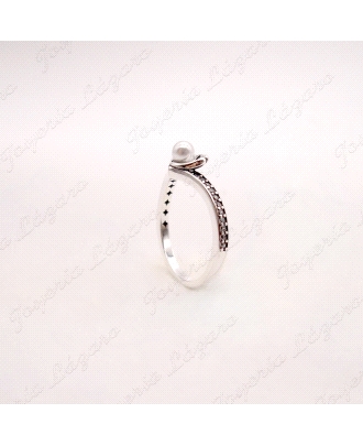 SORTIJA PLATA PERLA +CIRCONITAS