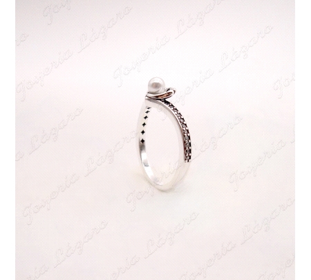 SORTIJA PLATA PERLA +CIRCONITAS