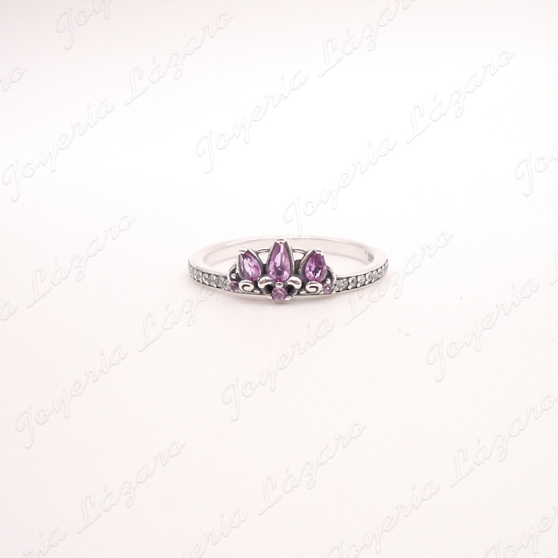 SORTIJA PLATA CORONA PIEDRAS MORADAS                                                                