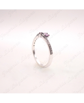 SORTIJA PLATA CORONA PIEDRAS MORADAS