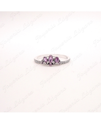 SORTIJA PLATA CORONA PIEDRAS MORADAS                                  