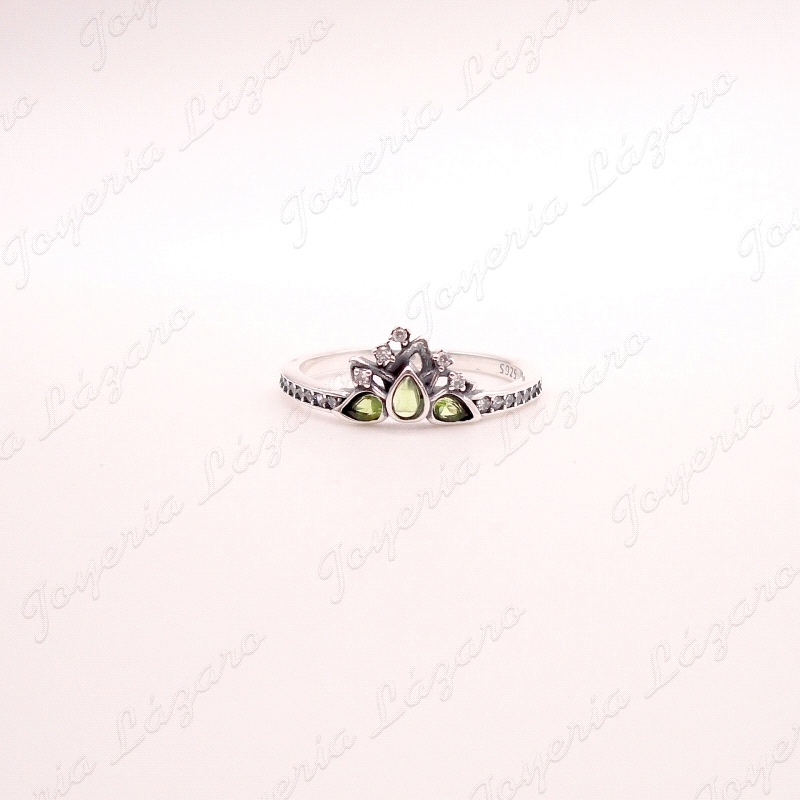 SORTIJA PLATA CORONA PIEDRAS COLOR VERDE                                                            