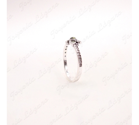 SORTIJA PLATA CORONA PIEDRAS COLOR VERDE