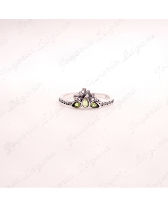 SORTIJA PLATA CORONA PIEDRAS COLOR VERDE                              