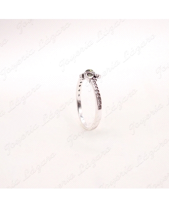SORTIJA PLATA CORONA PIEDRAS COLOR VERDE                              