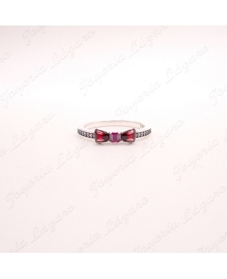 SORTIJA PLATA LAZO PIEDRA COLOR ROJO