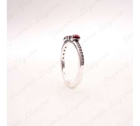 SORTIJA PLATA LAZO PIEDRA COLOR ROJO