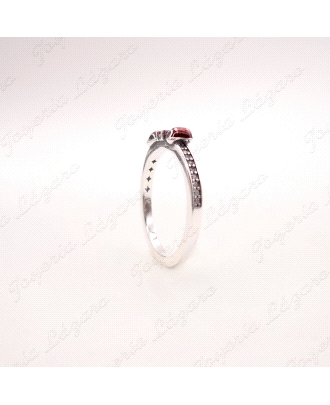 SORTIJA PLATA LAZO PIEDRA COLOR ROJO                                  