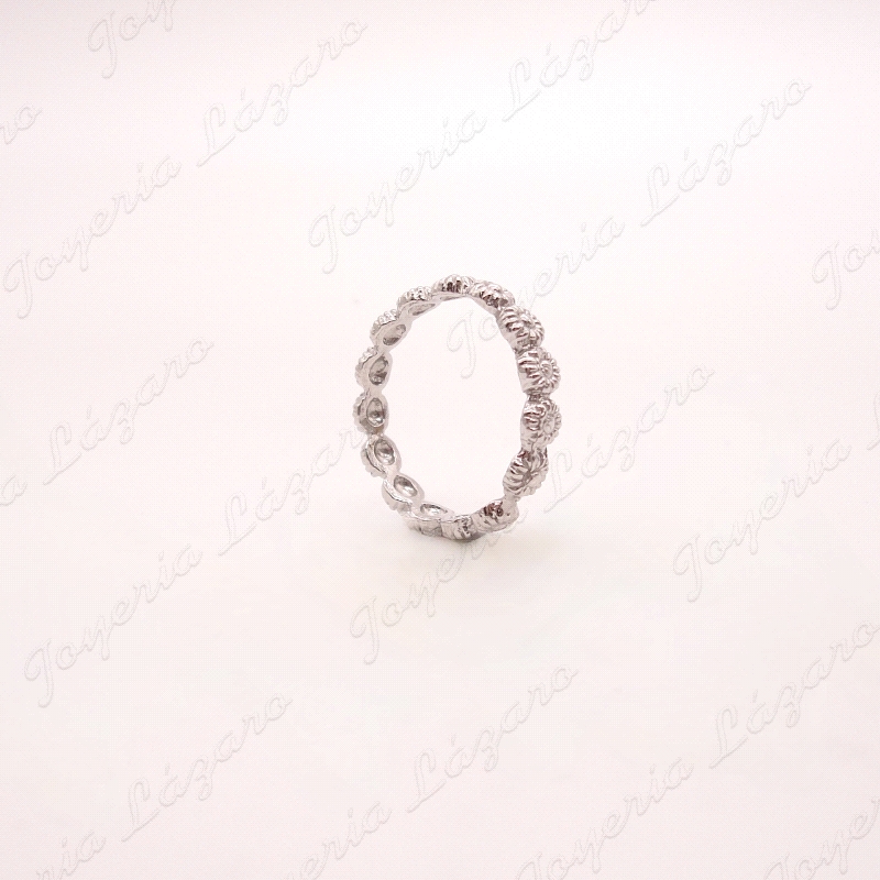 SORTIJA PLATA CHAPADA PLATINO ROSETONES                                                             