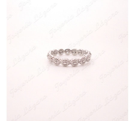 SORTIJA PLATA CHAPADA PLATINO ROSETONES