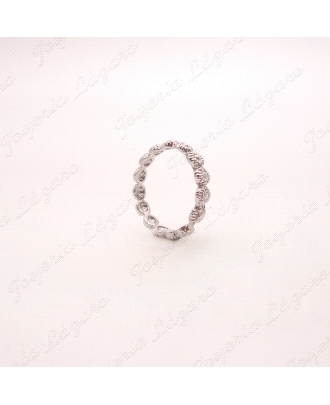 SORTIJA PLATA CHAPADA PLATINO ROSETONES                               