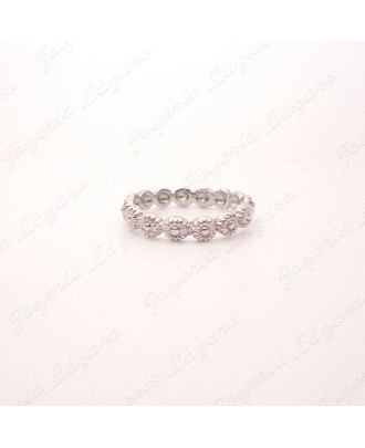 SORTIJA PLATA CHAPADA PLATINO ROSETONES                               