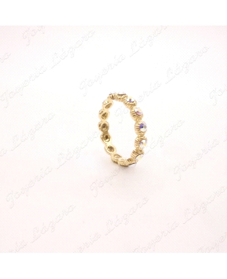 SORTIJA PLATA CHAPADA ORO SWAROVSKI BLANCO TODA                       