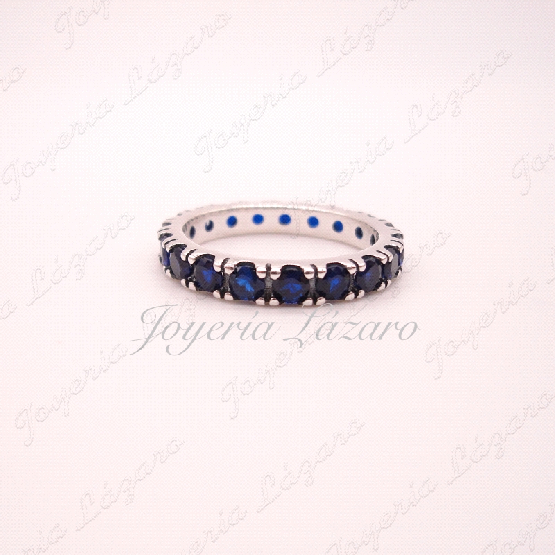 SORTIJA PLATA CIRCONITAS AZUL                                                                       