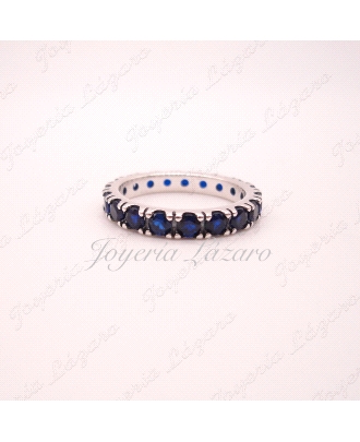 SORTIJA PLATA CIRCONITAS AZUL                                         