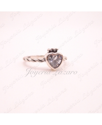 SORTIJA PLATA TRENZA CORAZON CORONA                                                                 