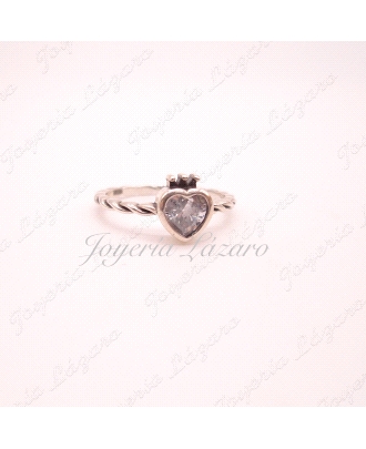 SORTIJA PLATA TRENZA CORAZON CORONA                                                                 
