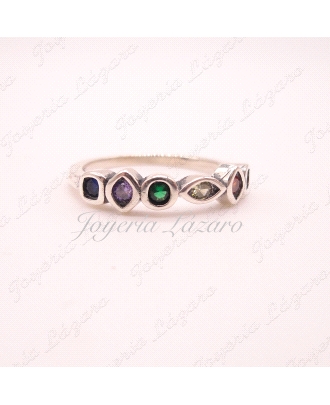 SORTIJA PLATA CIRCONITAS COLOR gemas infinito Marvel Nº17             