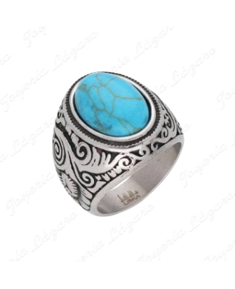 SORTIJA ACERO Y TURQUESA                                                                            