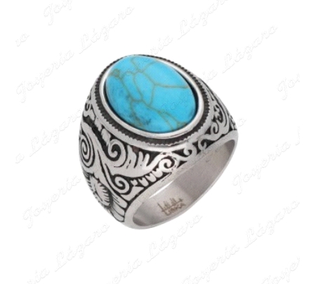 SORTIJA ACERO Y TURQUESA                                                                            