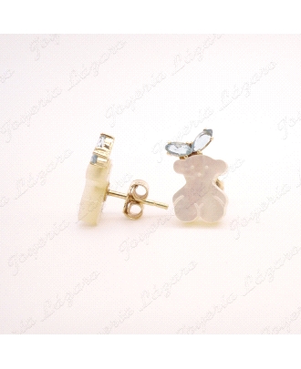PEND. ORO 18KT OCASION tous osito nácar+aguamarina c. pres.                                         