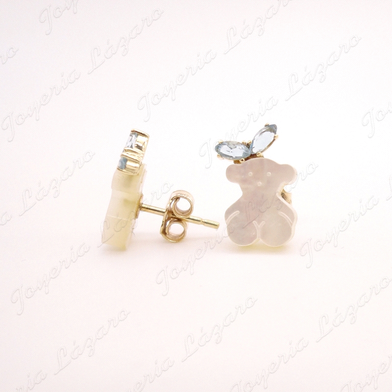 PEND. ORO 18KT OCASION tous osito nácar+aguamarina c. pres.                                         