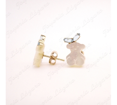 PEND. ORO 18KT OCASION tous osito nácar+aguamarina c. pres.                                         