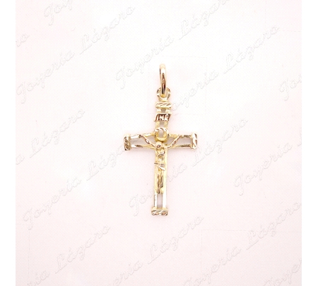 CRUZ ORO 18KT OCASION ESTRUCTURA CUADRADA+CRISTO 19X34