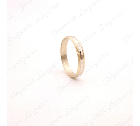 ALIANZA ORO 18KT OCASION 4MM BICOLOR CENTRO FACETADO                                                