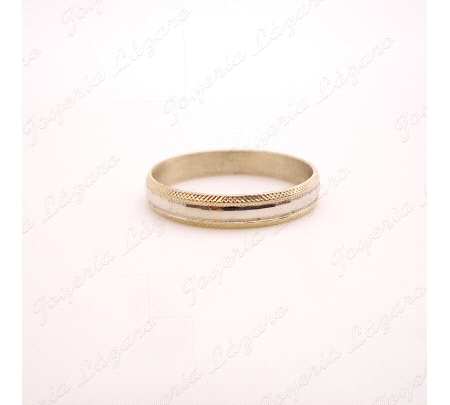 ALIANZA ORO 18KT OCASION 4MM BICOLOR CENTRO FACETADO