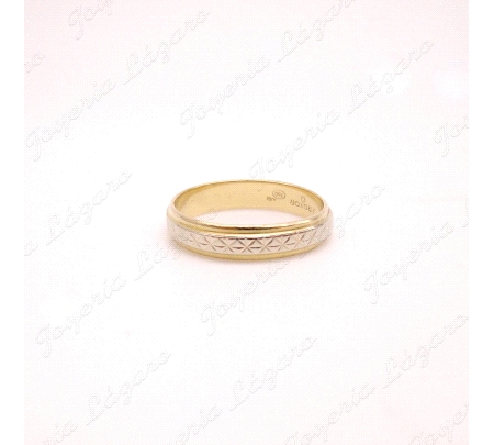 ALIANZA ORO 18KT OCASION BICOLOR 4MM FACETADA                                                       