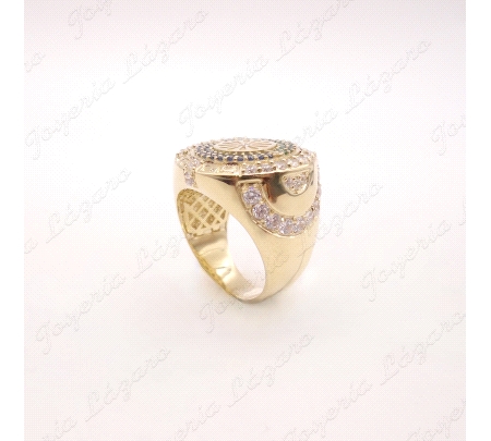 SORTIJA ORO 18 KTS SELLO 23MM RUEDA BANDERA GITANA