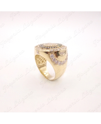 SORTIJA ORO 18 KTS SELLO 23MM RUEDA BANDERA GITANA                    