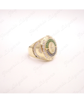 SORTIJA ORO 18 KTS SELLO 23MM RUEDA BANDERA GITANA                    