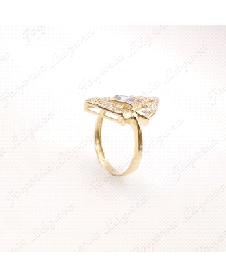 SORTIJA ORO 18 KTS CIRCO CUADRADA AGUAMARINA