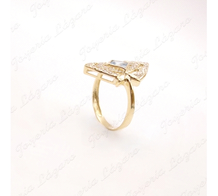 SORTIJA ORO 18 KTS CIRCO CUADRADA AGUAMARINA