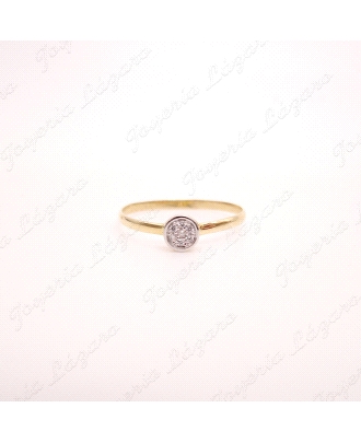 SORTIJA ORO 18 KTS SOLITARIO BICOLOR DISCO CON CIRCO