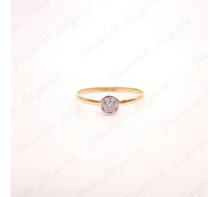 SORTIJA ORO 18 KTS SOLITARIO BICOLOR DISCO CON CIRCO