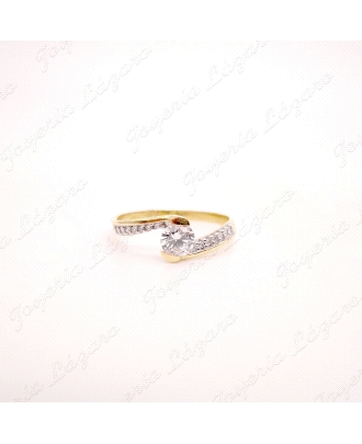 ORO 18 KTS SORTIJA SOLIT. BIC. MICRO CIR                                                            