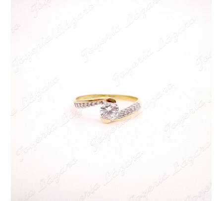 ORO 18 KTS SORTIJA SOLIT. BIC. MICRO CIR                                                            